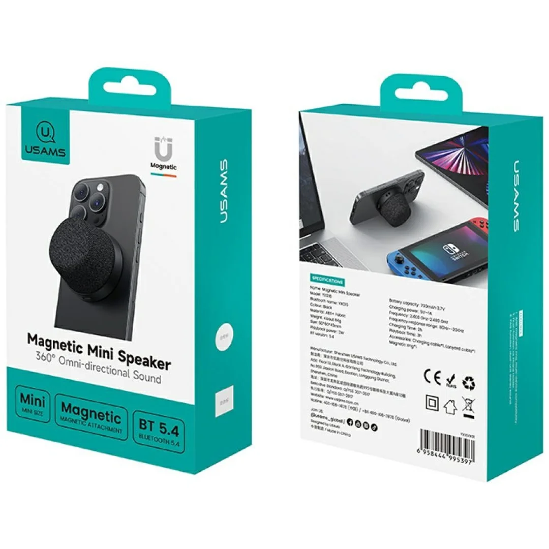 Głośnik USAMS YX016 magnetyczny Bluetooth czarny