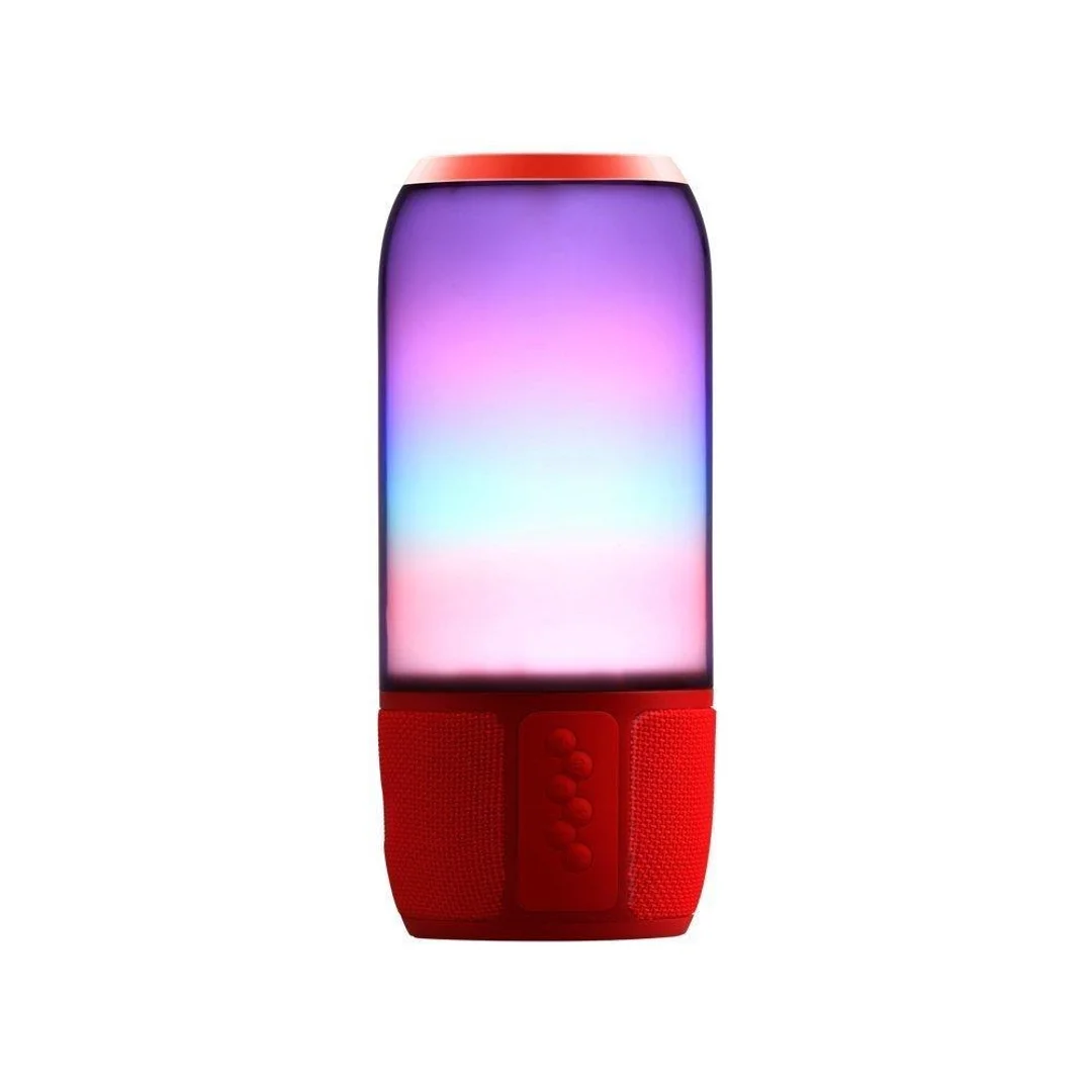 Bezprzewodowy inteligentny głośnik LED V-TAC z technologią bluetooth 2x3W USB micro SD czerwony VT-7456