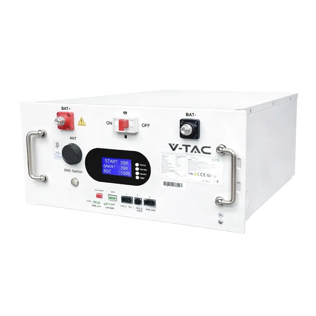 Magazyn bank energii V-TAC 9.6kWh 48V 200Ah LiFePO4 rack BMS obudowa biała VT-91600 10 lat gwarancji