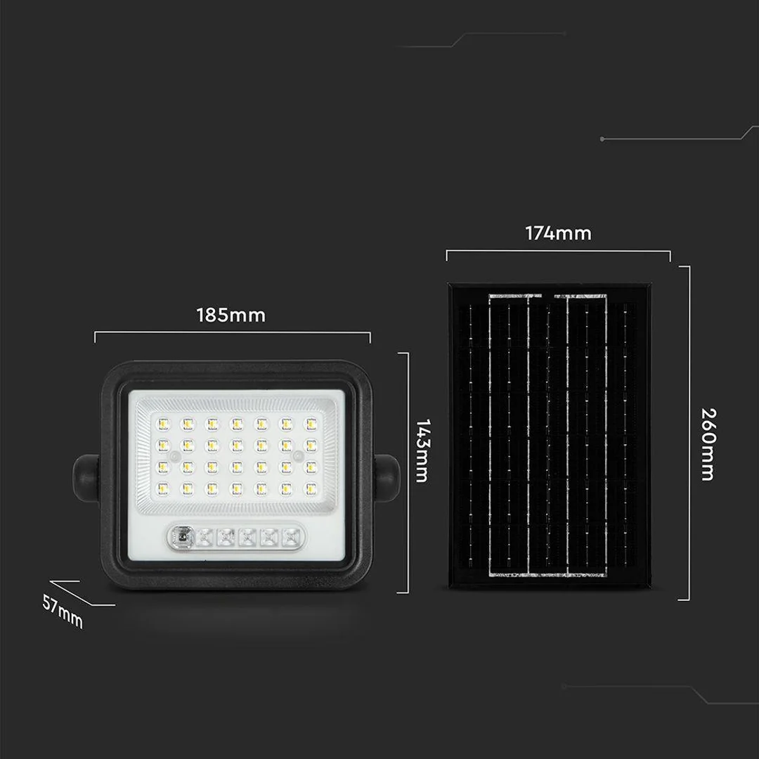 Naświetlacz LED solarny V-TAC 6W CCT pilot auto timer IP65 czarny VT-54W 700lm 3 lata gwarancji