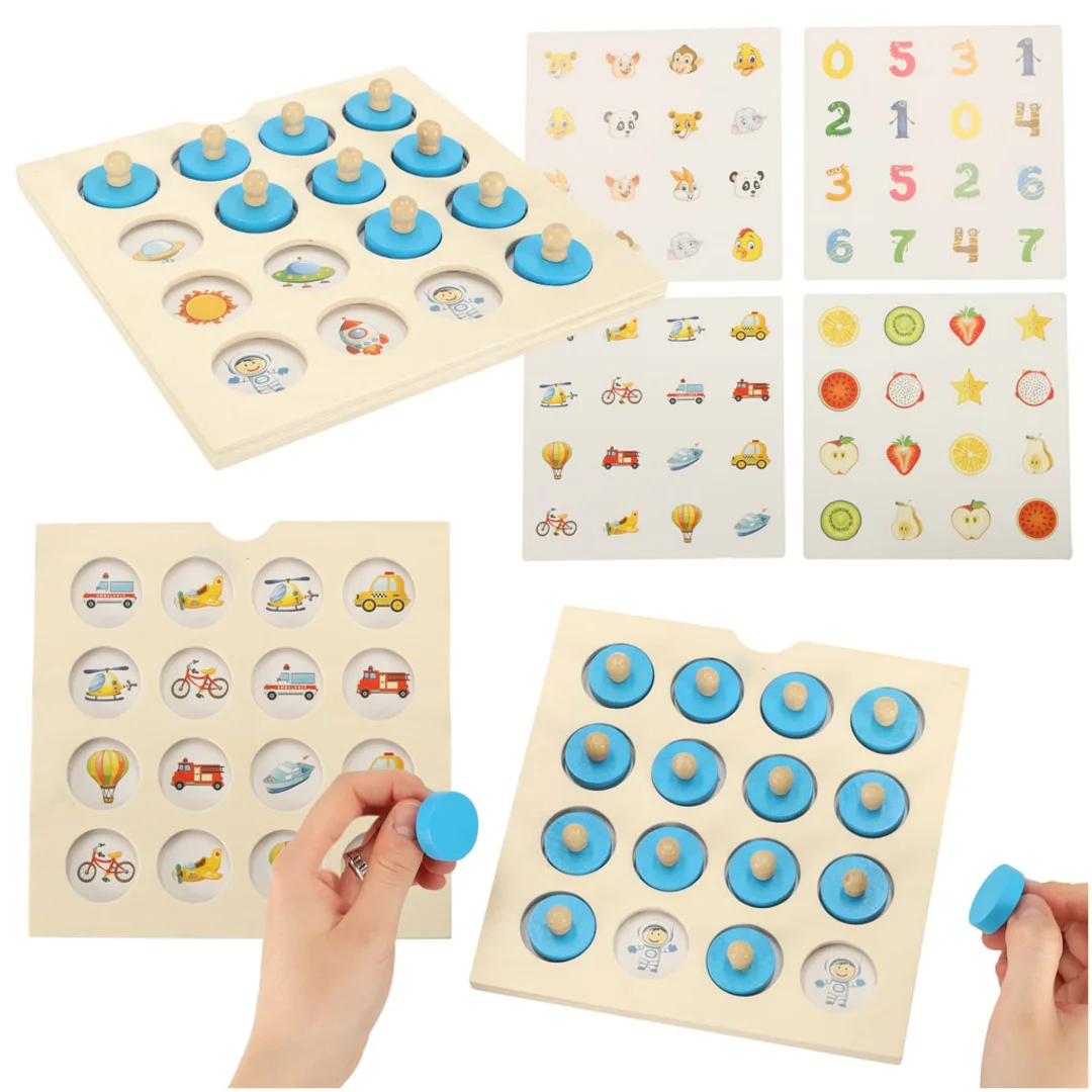 Gra planszowa memory montessori zestaw puzzle drewniane karty