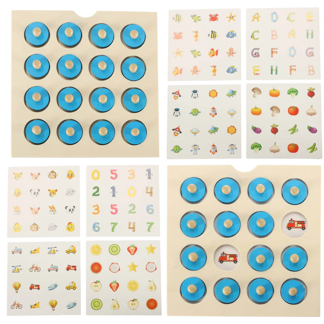 Gra planszowa memory montessori zestaw puzzle drewniane karty