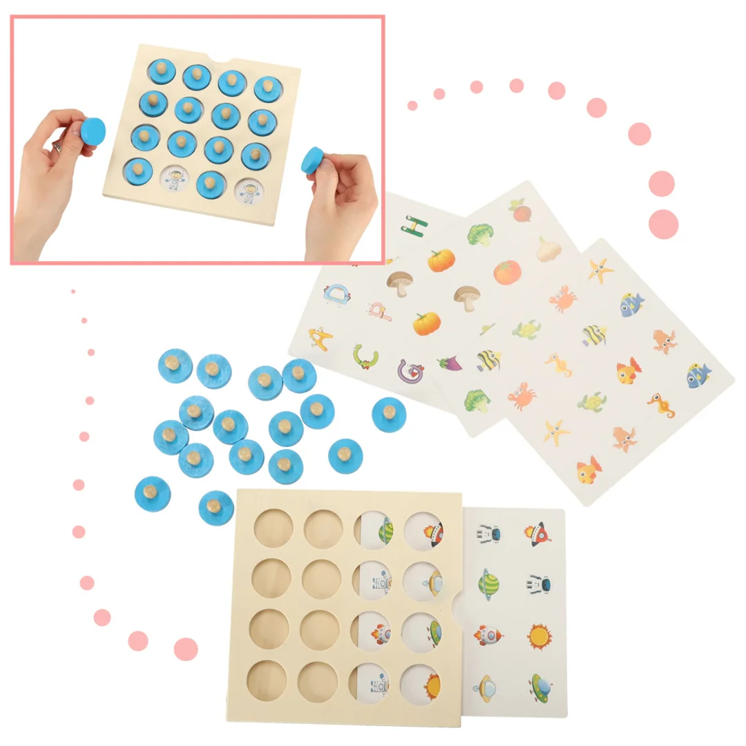 Gra planszowa memory montessori zestaw puzzle drewniane karty