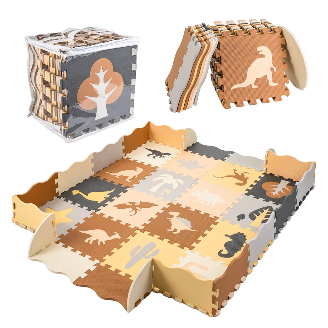 Mata edukacyjna piankowa puzzle brązowa elementów