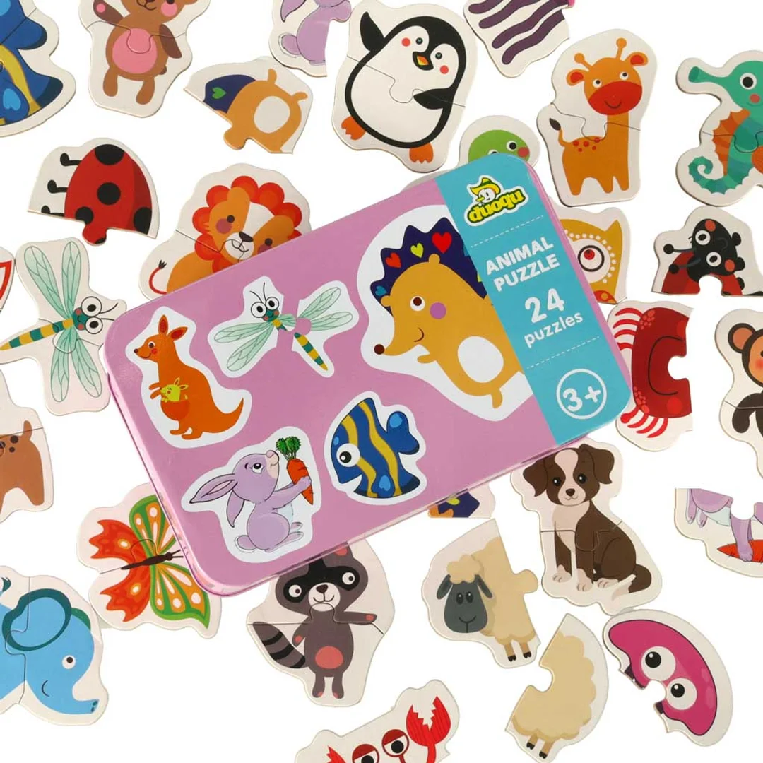 Puzzle dla dzieci układanka w puszce zwierzątka obrazki