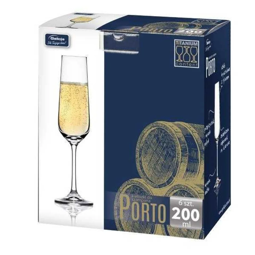 Kieliszki PORTO szampan 200ml, 6szt., art.20989