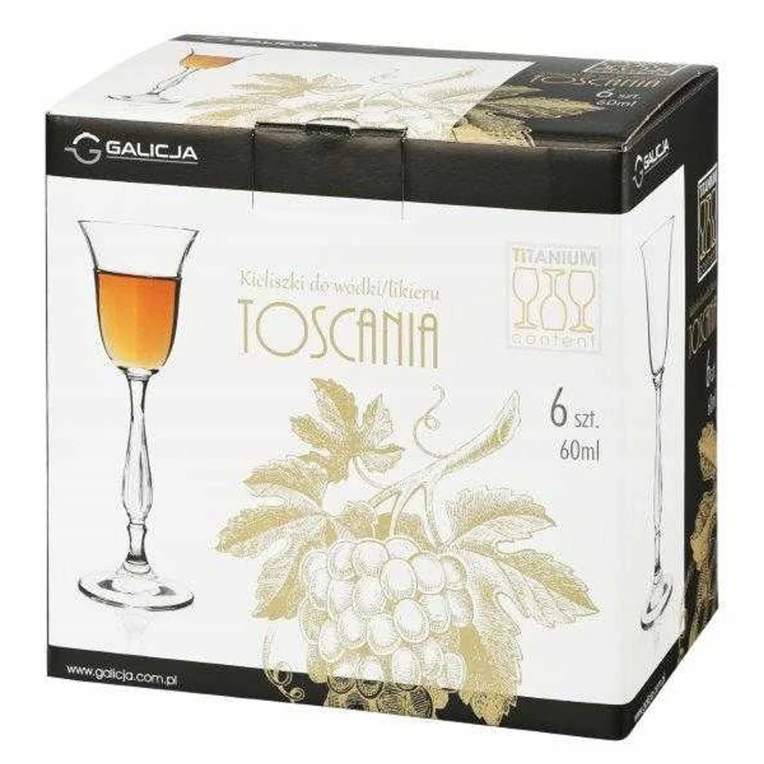 Kieliszki Toscania wódka likier 6 X 60 ml