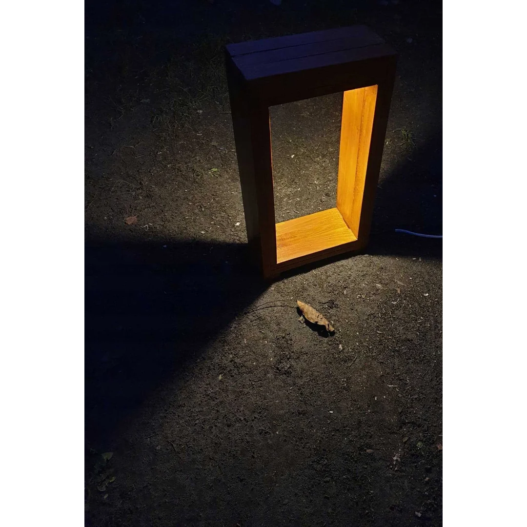 Lampa ogrodowa EKO drewniana prostokątna H 80 cm sosna