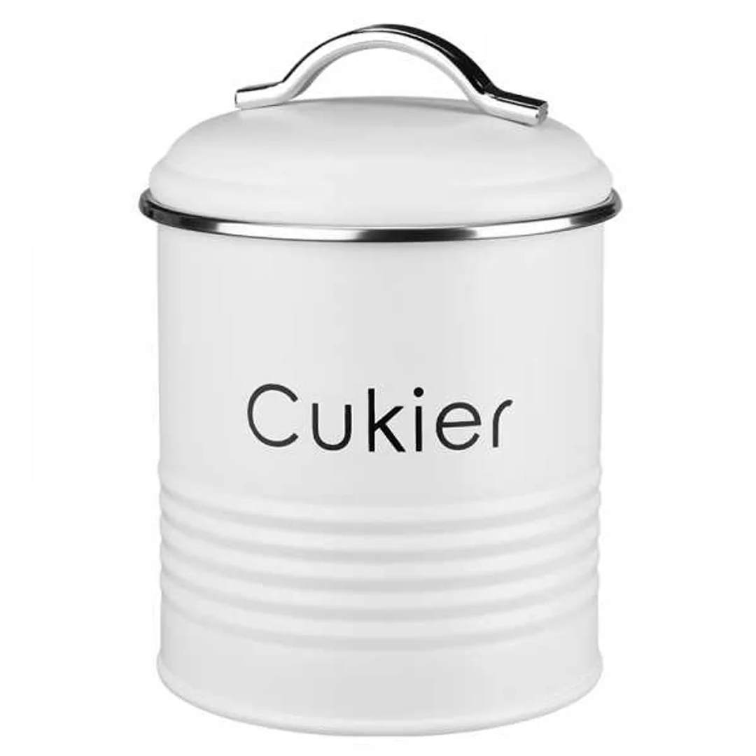 Pojemnik na cukier, puszka metalowa biała Alcano
