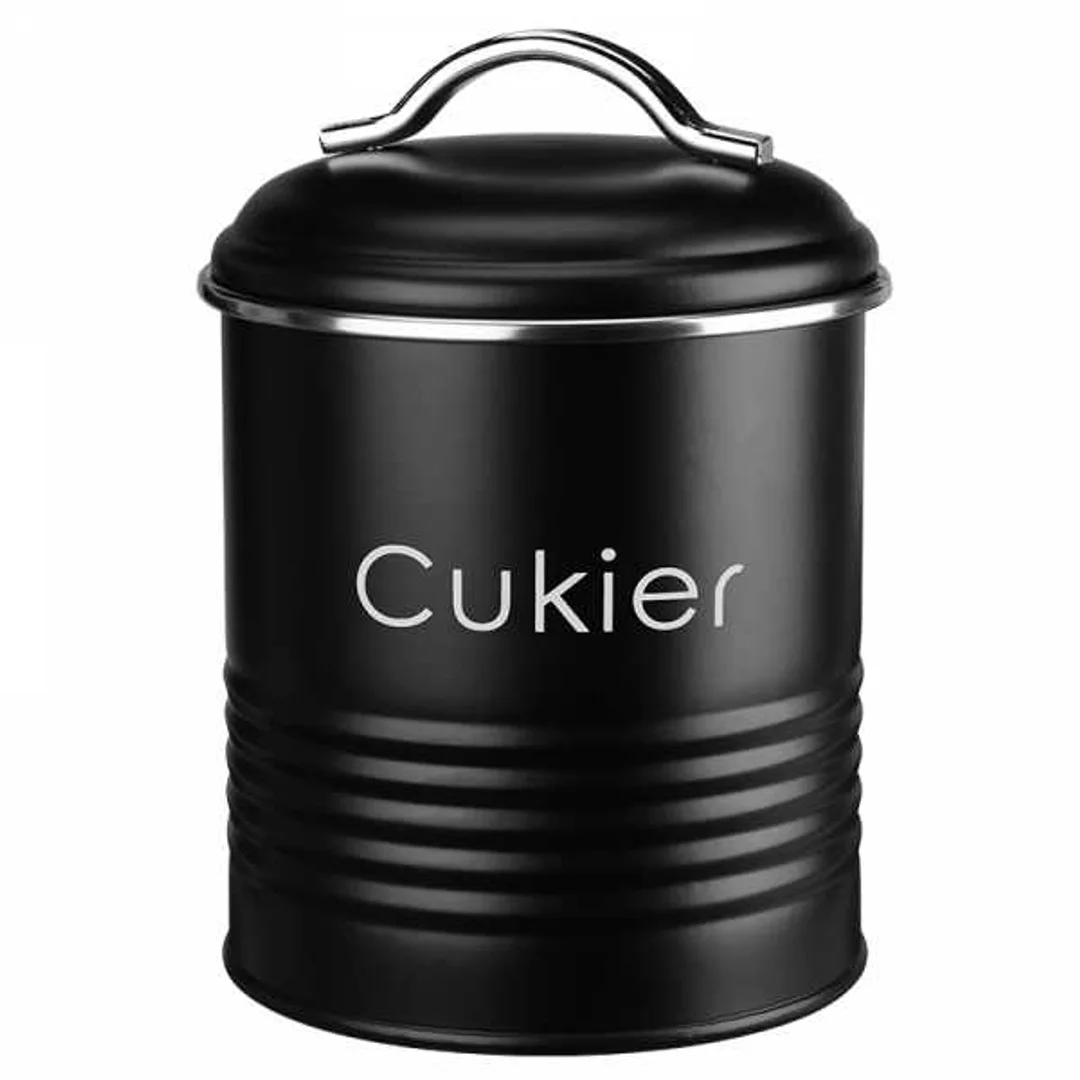 Pojemnik na cukier, puszka metalowa czarna Alcano