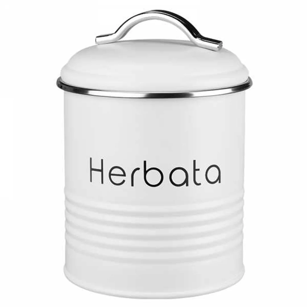 Pojemnik na herbatę, puszka metalowa biała Alcano 24614