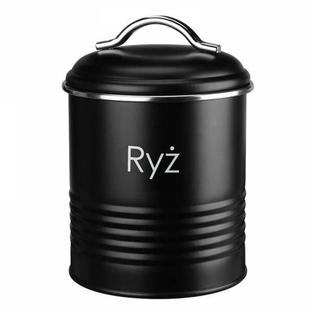 Pojemnik na ryż, puszka metalowa czarna Alcano