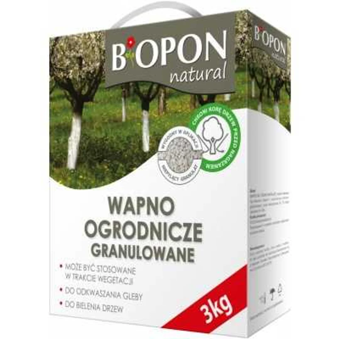 WAPNO OGRODNICZE GRANULOWANE DO BIELENIA I ODKWASZANIA GLEBY 3 kg biopon