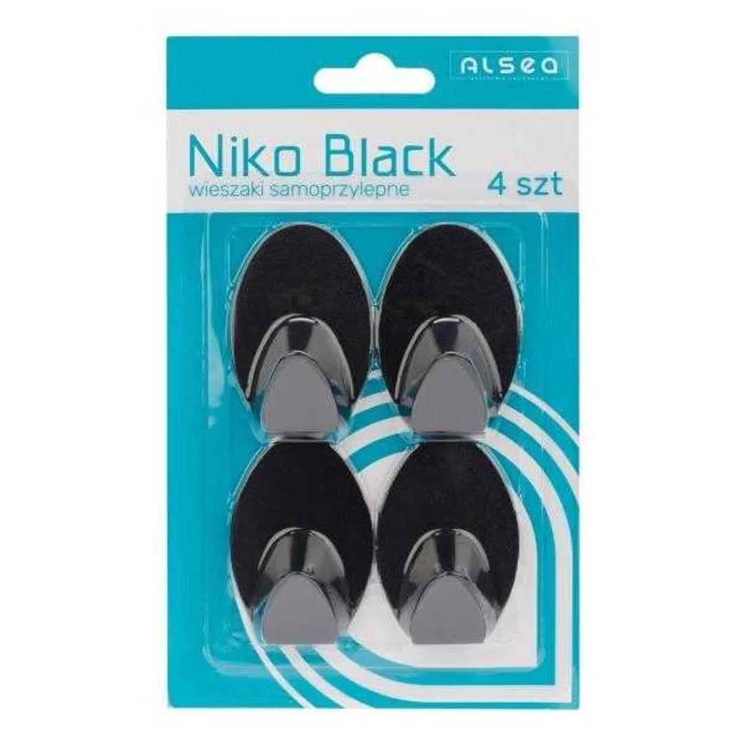 Wieszaki samoprzylepne owal 4 szt. Niko black art.25123