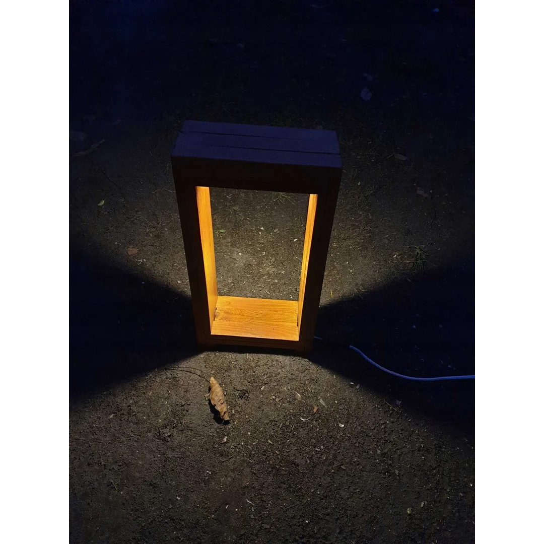 Lampa ogrodowa EKO drewniana prostokątna H 80 cm sosna — zdjęcie 2