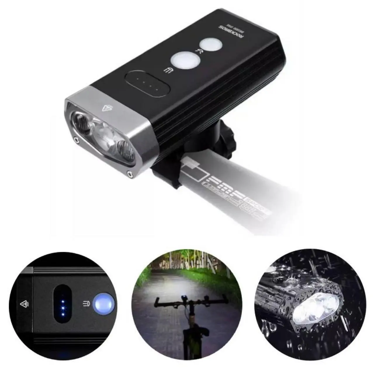 ROCKBROS BR2000 Lampka rowerowa przednia 2000LM USB IPX6 POWERBANK