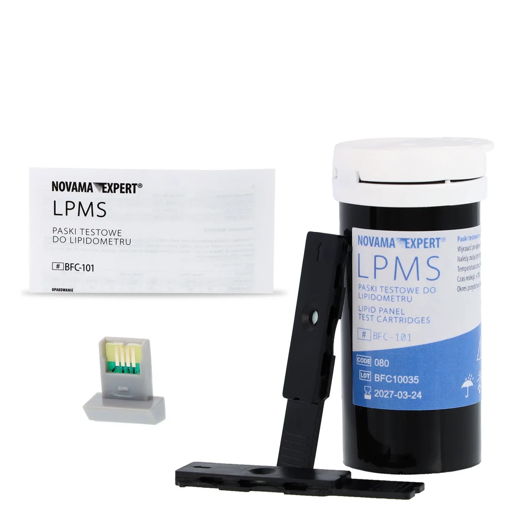 NOVAMA EXPERT LPMS paski testowe do lipidometru, TC HDL TG LDL, 10 sztuk z chipem
