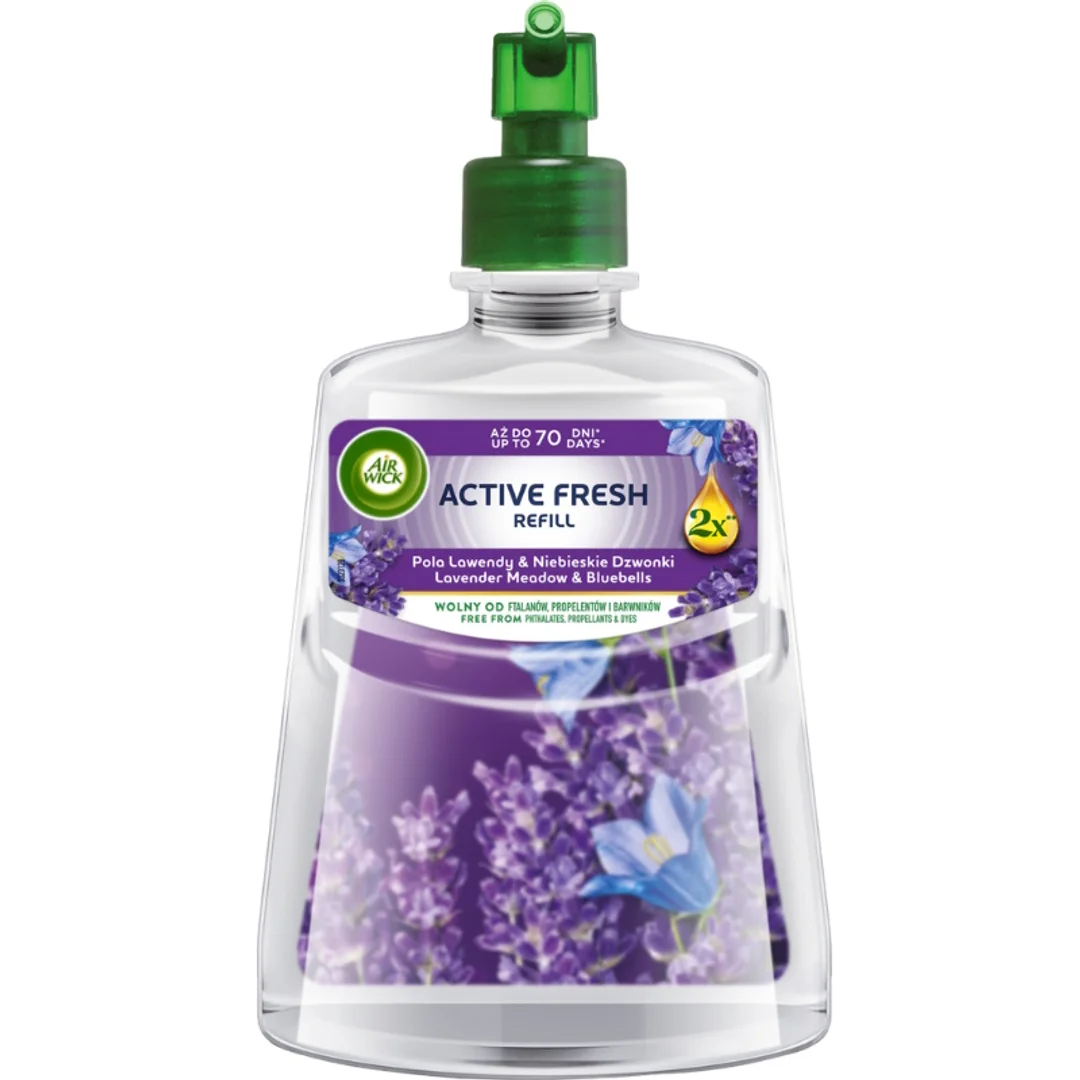 Air Wick Active Fresh - Wkład do automatycznego odświeżacza powietrza, Pola Lawendy i Niebieskie Dzwonki - 228 ml