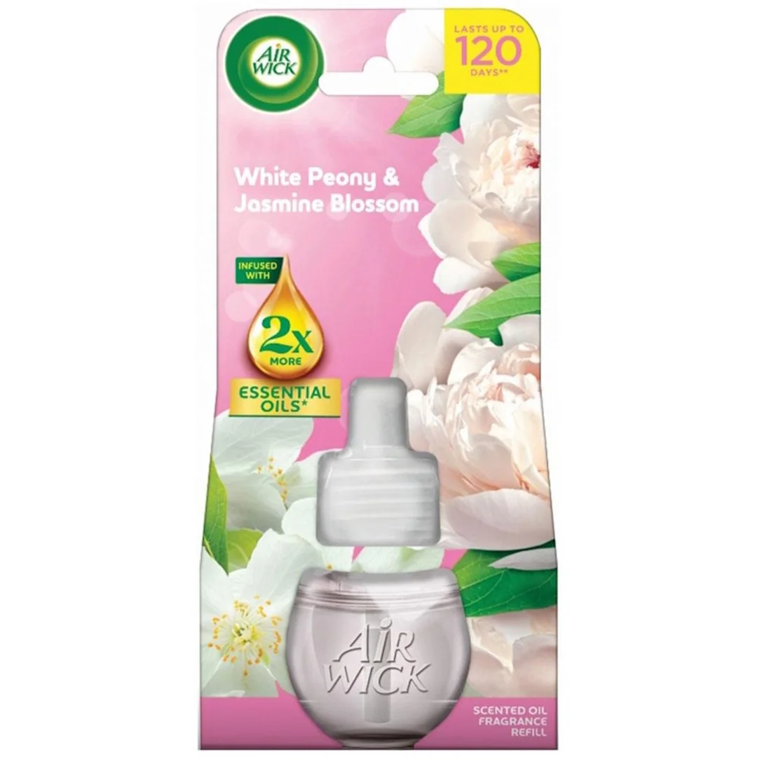 Air Wick Essential Oils White Peony & Jasmine Blossom – Wkład do elektrycznego odświeżacza powietrza 19 ml