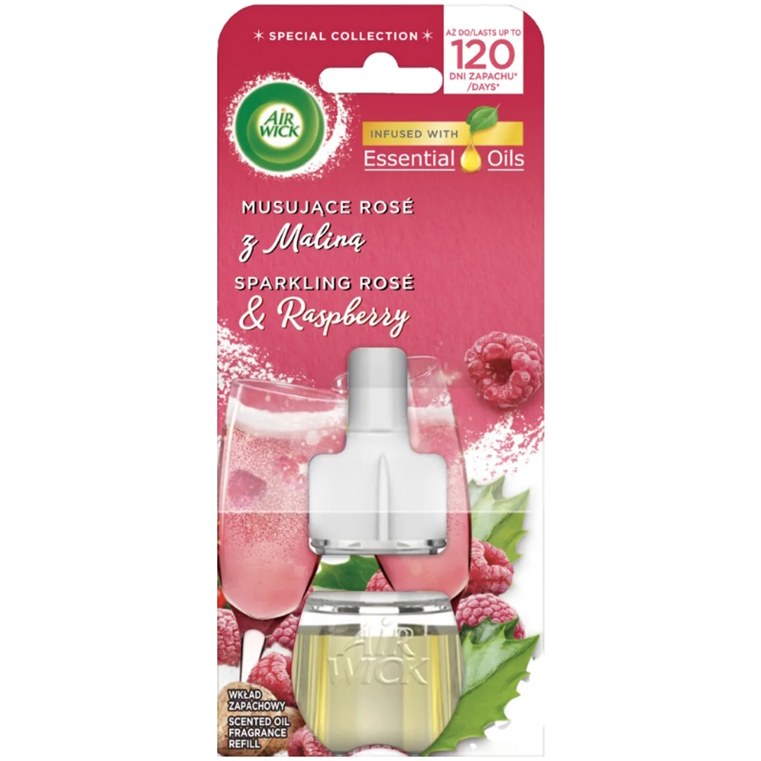 Air Wick - Wkład do elektrycznego odświeżacza powietrza, Musujące Rose z Maliną - 19 ml