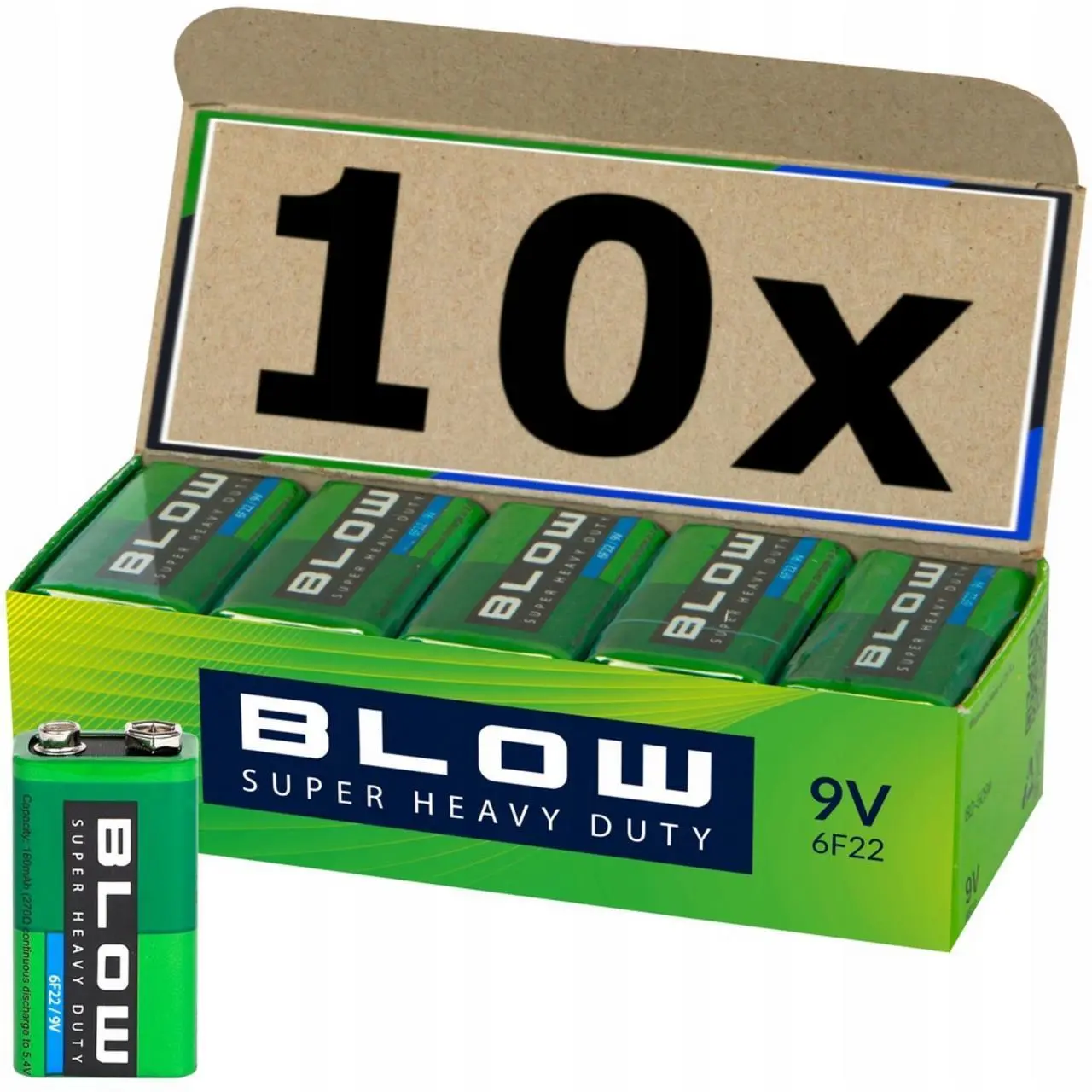 Blow Super Heavy Duty 9V 6F22 – Niezawodna Moc dla Twoich Urządzeń! 10 szt