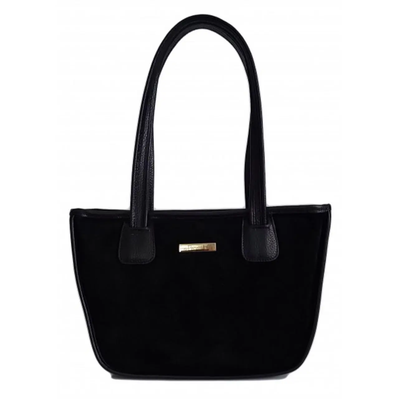 Torebeczka La Bomba Vera Pelle na ramię do ręki, Włoska skóra z zamszem Czarna SLB11XN