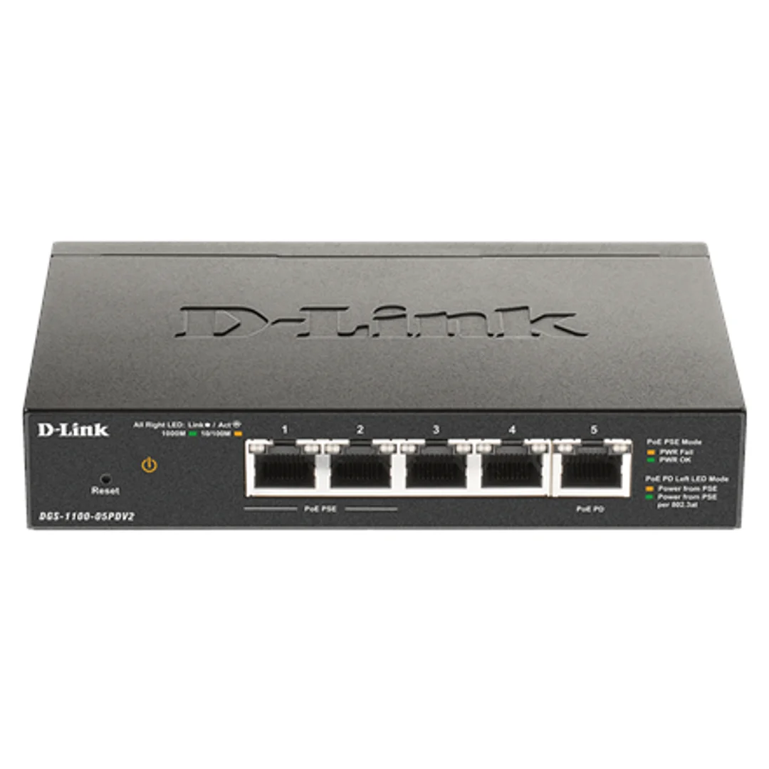D-Link | 5-Port Gigabit PoE Smart Managed Switch and PoE Extender | DGS-1100-05PDV2 | Web managed | Desktop | 1 Gbps (RJ-45) ports quantity | SFP ports quantity | PoE ports quantity | PoE+ ports quant