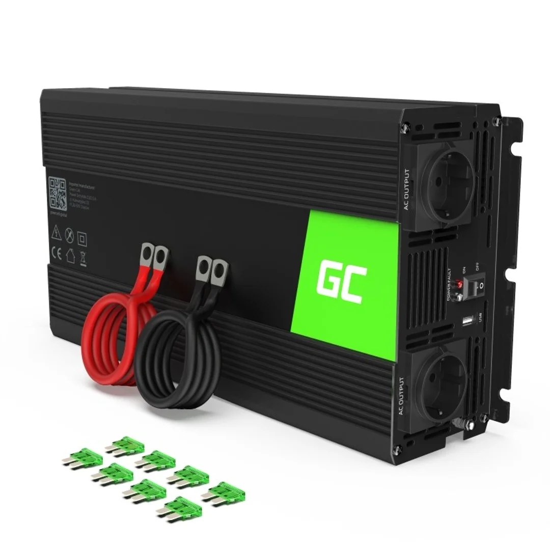 Green Cell przetwornica INV22 12V-230V 1500W/3000W czysta sinusoida