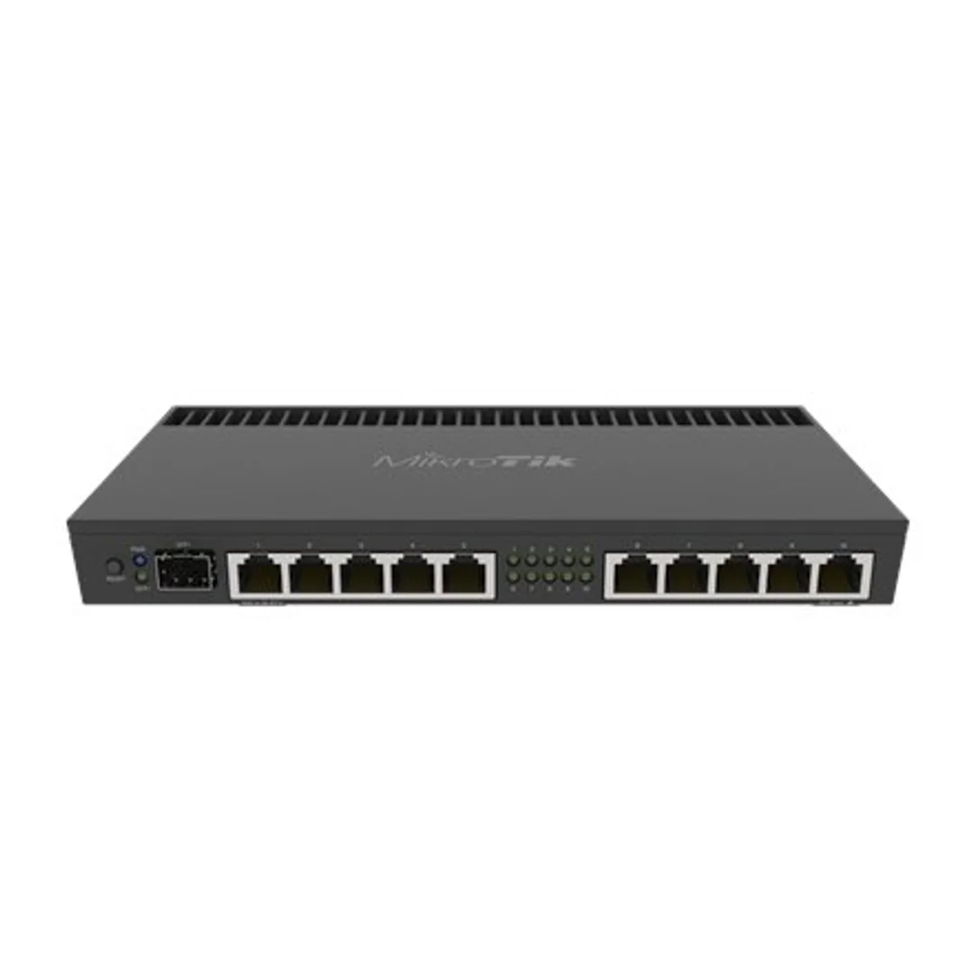 Mikrotik Wired Ethernet Router RB4011iGS+RM, Quad-core 1.4Ghz CPU, 1GB RAM, 512 MB, 1xSFP+, 1xSerial console port, PCB Temperature and Voltage Monitor, IP20, Cage and Desktop Case with Rack Ears, Rout