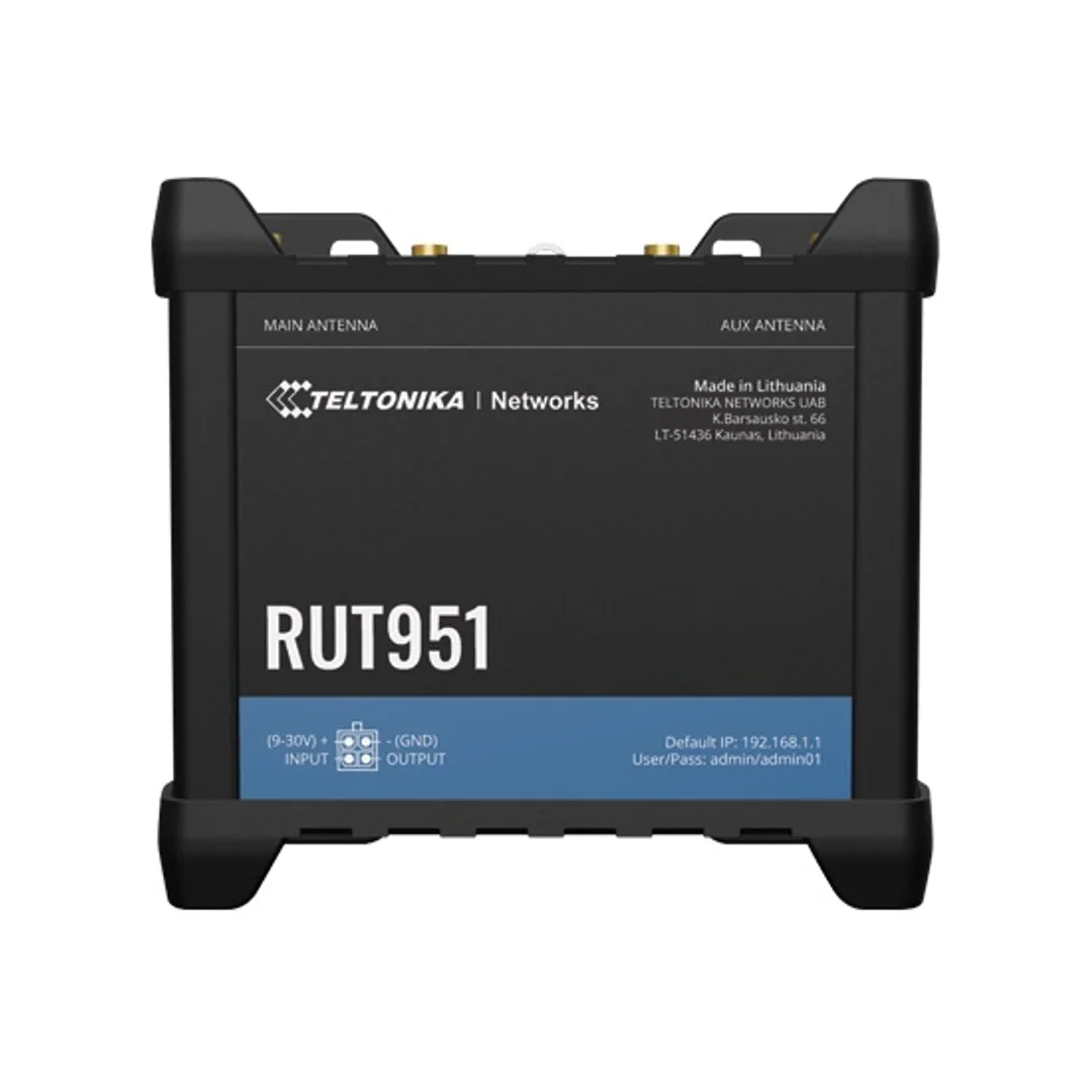 Przemysłowy router komórkowy | RUT951 | 802.11n | 10/100 Mbit/s | Porty Ethernet LAN (RJ-45) 4 | Obsługa sieci mesh Nie | MU-MiMO Nie | 2G/3G/4G | Typ anteny 2 x SMA dla LTE, 2 x RP-SMA | 0