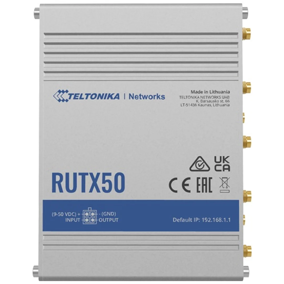 ROUTER PRZEMYSŁOWY 5G | RUTX50 | 802.11ac | 867 Mbit/s | 10/100/1000 Mbit/s | Porty Ethernet LAN (RJ-45) 5 | Obsługa sieci Tak | MU-MiMO Tak | 5G | Typ anteny Wewnętrzna
