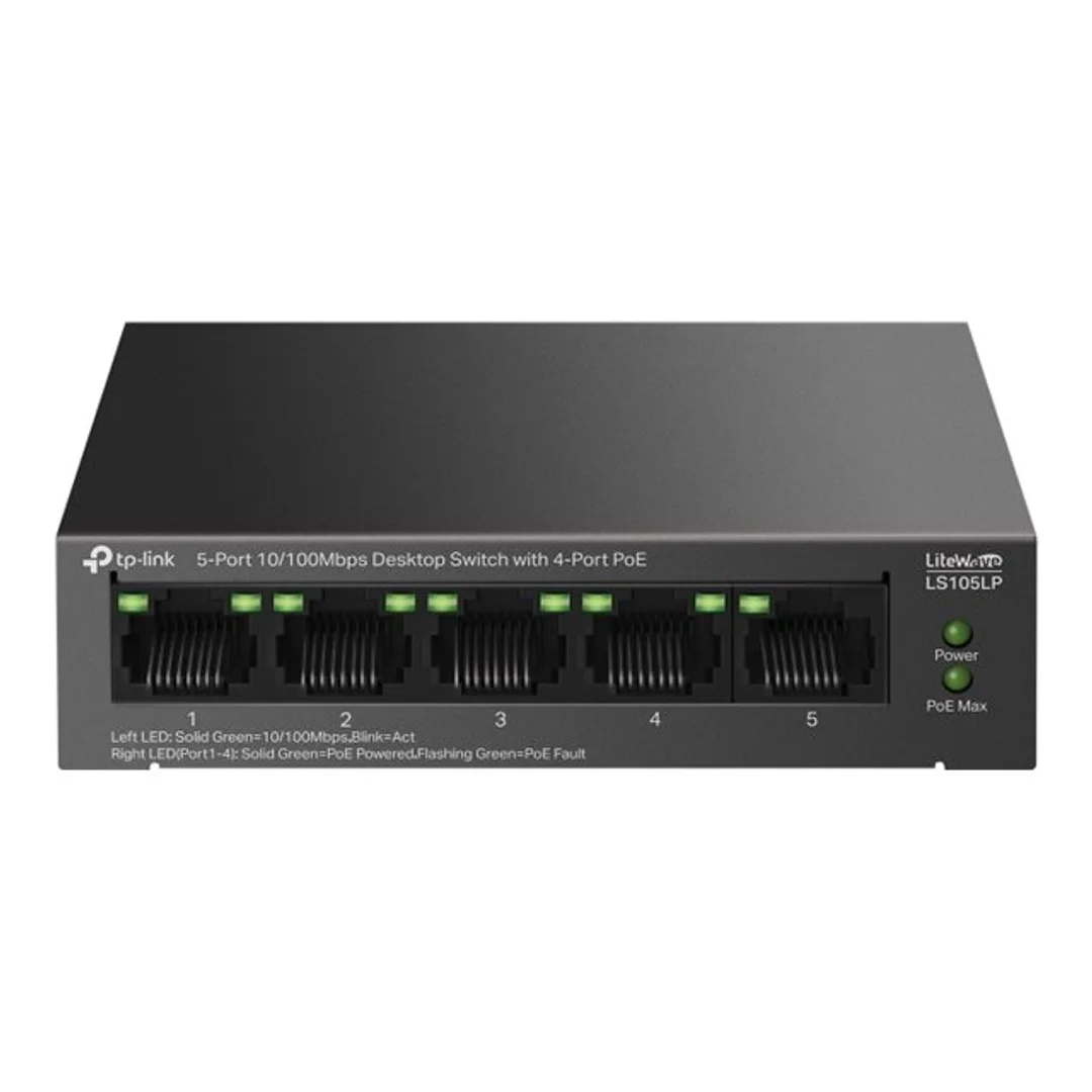 TP-LINK LS105LP 5-Port 10/100 Mbps Desktop Switch with 4-Port PoE