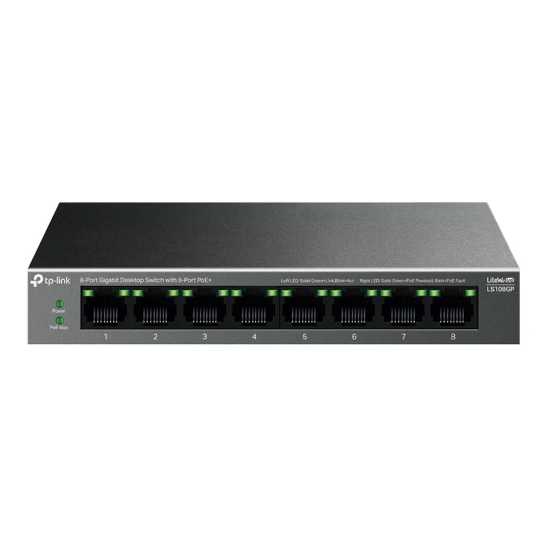 TP-LINK LS108GP 8-Port Gigabit Desktop Switch with 8-Port PoE+