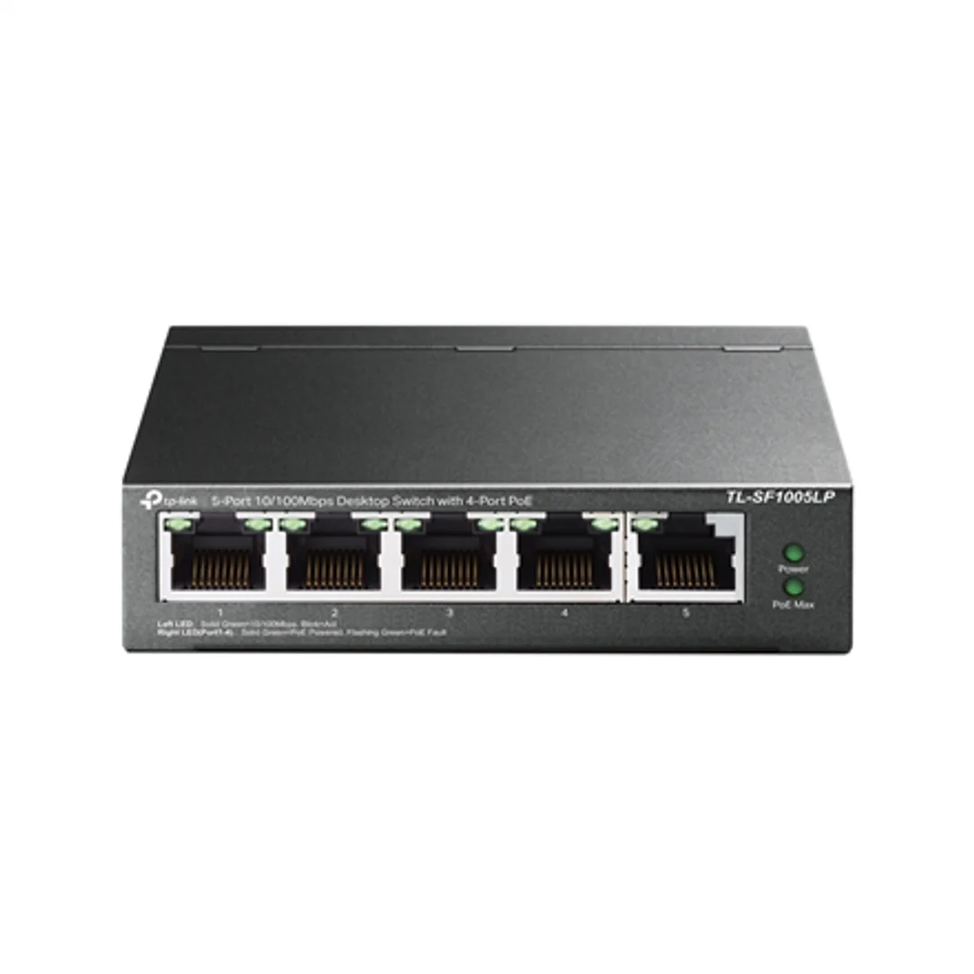 TP-LINK | Switch | TL-SF1005LP | Niezarządzalny | Desktop | Ilość portów 10/100 Mb/s (RJ-45) 5 | Ilość portów 1 Gb/s (RJ-45) | Ilość portów PoE 4 | Ilość portów PoE+ | Typ zasilania Zewnętrzny |