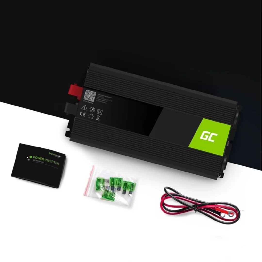 Green Cell przetwornica INV22 12V-230V 1500W/3000W czysta sinusoida