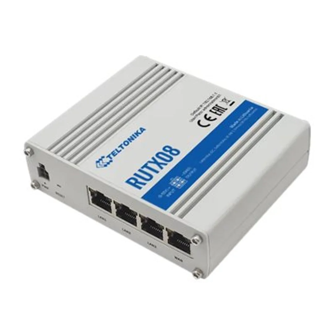 Router przemysłowy | RUTX08 | Brak Wi-Fi | 10/100/1000 Mbit/s | Porty Ethernet LAN (RJ-45) 4 | Obsługa sieci mesh Nie | MU-MiMO Nie | Brak mobilnego łącza szerokopasmowego | 1 | 24 miesiące