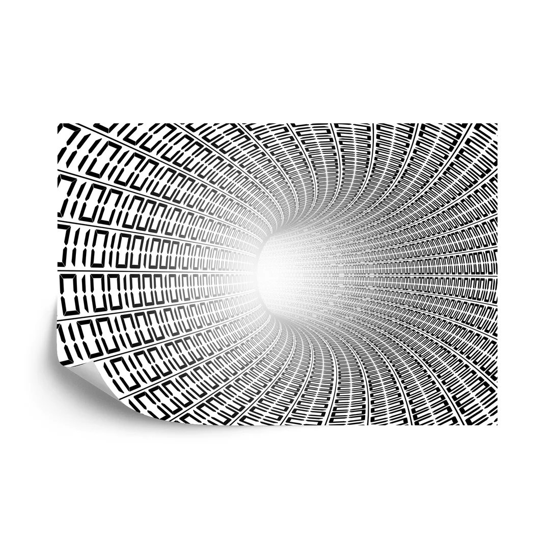Fototapeta 3D Tunel - Czarno-Biała Flizelina 270x180