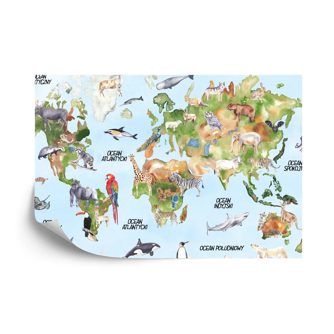Fototapeta Akwarelowa Mapa Świata Flizelina 270x180