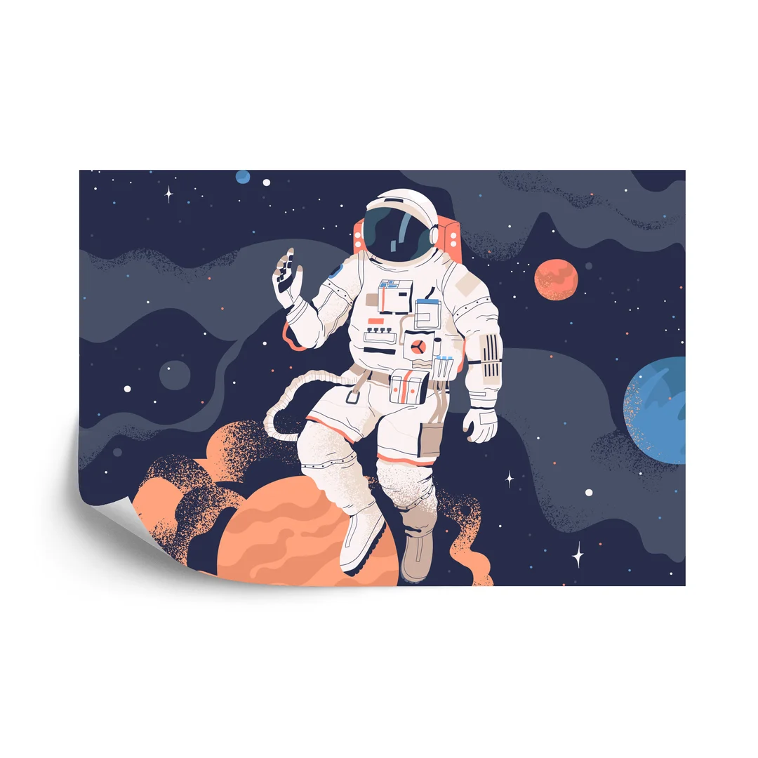 Fototapeta Astronauta W Kosmosie I Planety Vinyl Gładki 270x180