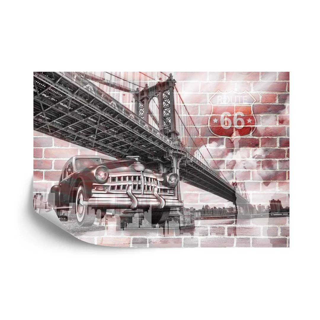 Fototapeta Auto Na Tle Ceglanej Ściany Vintage Flizelina 270x180