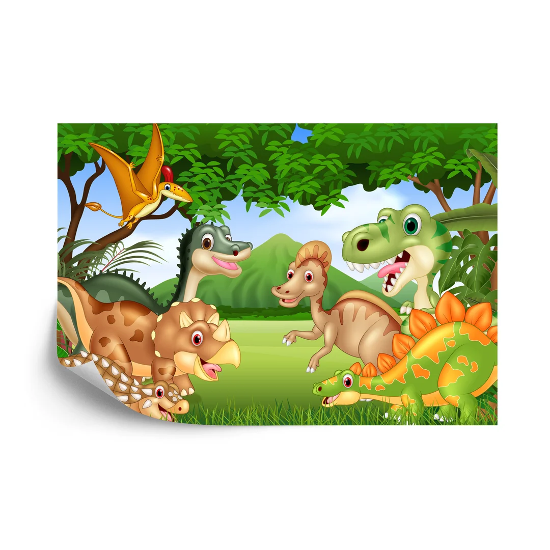 Fototapeta Bajkowe Dinozaury W Dżungli Flizelina 270x180