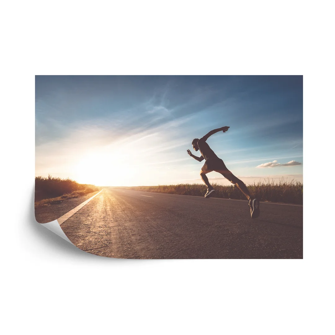 Fototapeta Biegnący Sportowiec Na Drodze 3D Flizelina 270x180