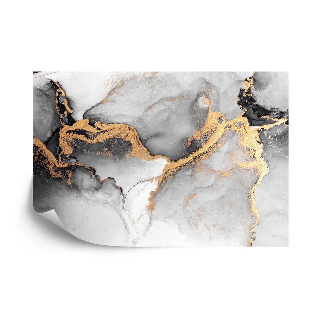 Fototapeta Black Gold Abstract Background Of Marble Liquid Ink Art Painting On Paper . Image Of Original Artwork Watercolor Alcohol Ink Paint On High Quality Paper Texture . Vinyl Gładki 270x180