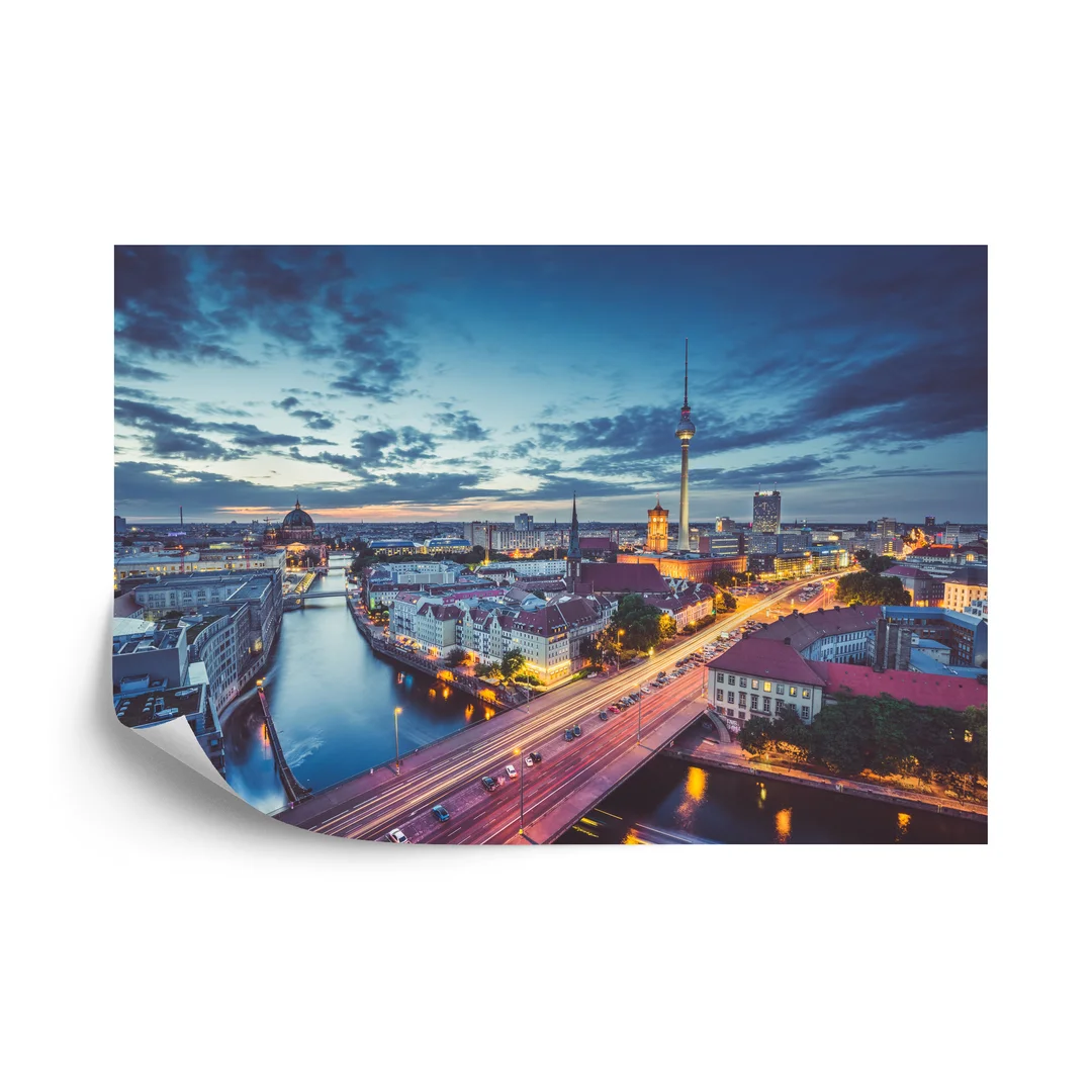 Fototapeta Centrum Berlina Nocą Flizelina 270x180
