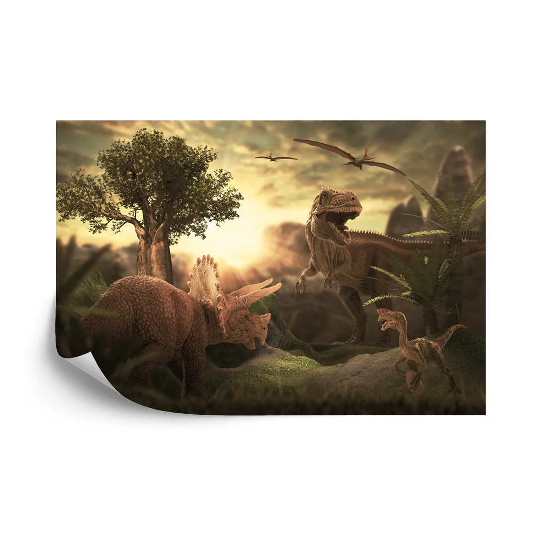 Fototapeta Dinozaury O Zachodzie Słońca Flizelina 270x180