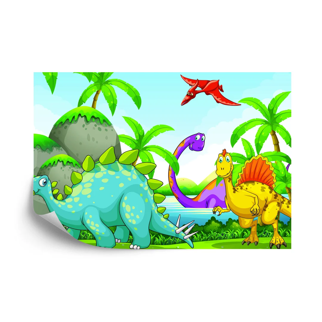 Fototapeta Dinozaury Zieleń I Palmy Flizelina 270x180