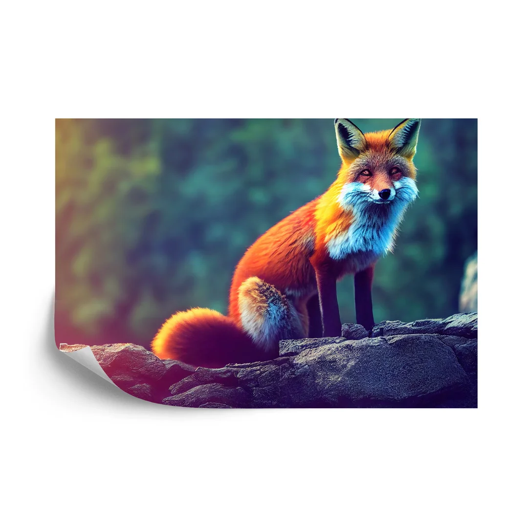 Fototapeta Fox Sitting In The Woods With Weird Eyes Vinyl Gładki 270x180