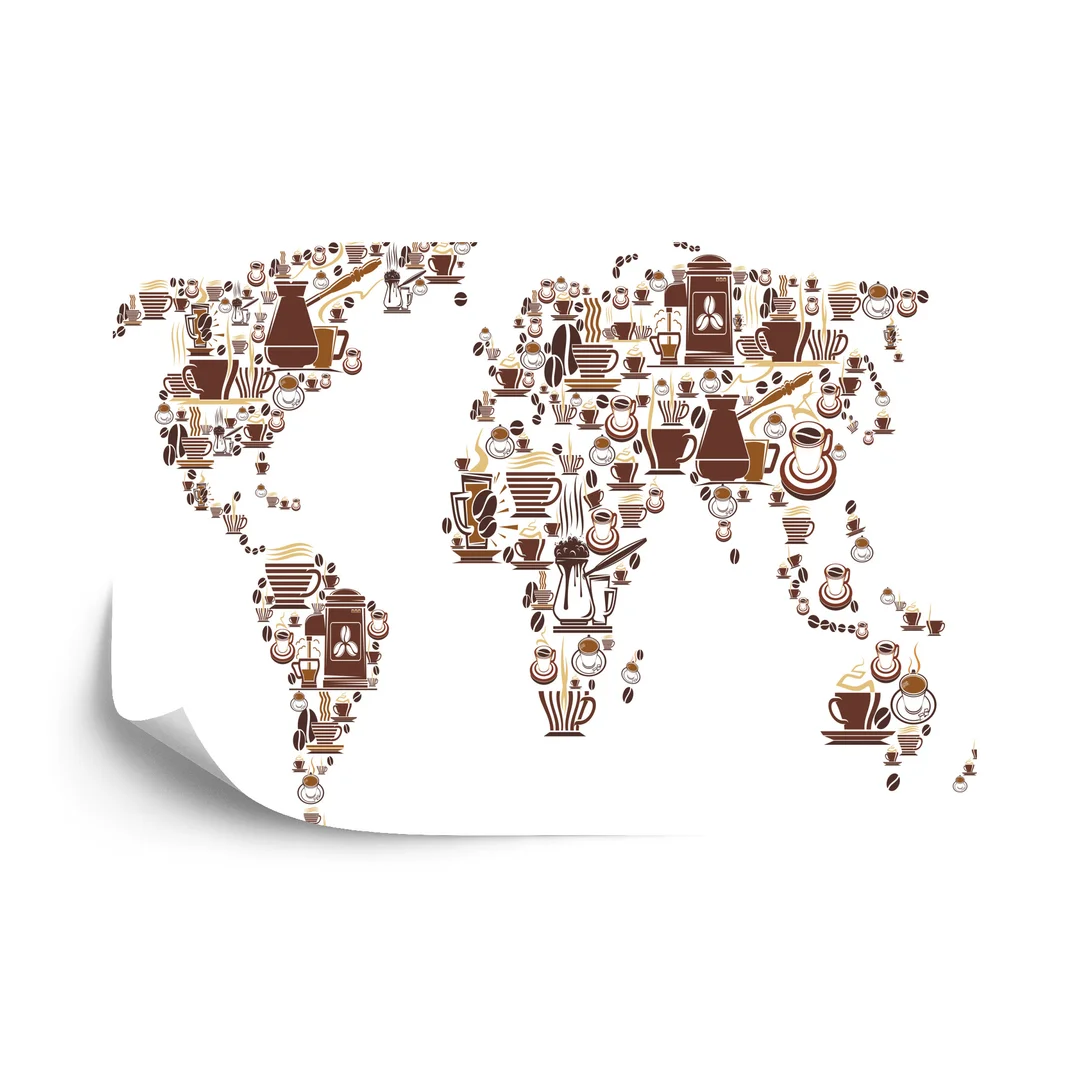 Fototapeta Kawowa Mapa Świata Flizelina 270x180