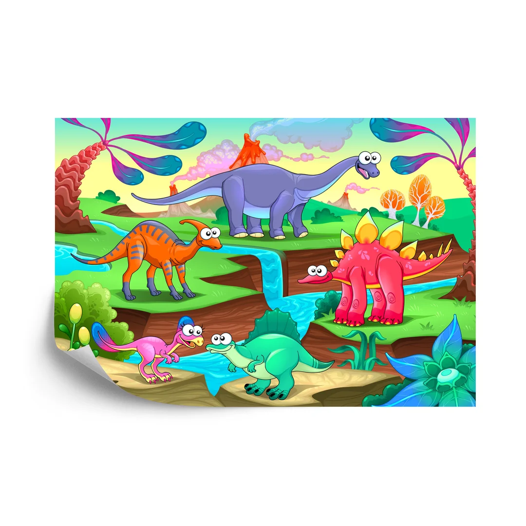 Fototapeta Kolorowe Bajkowe Dinozaury Vinyl Gładki 270x180