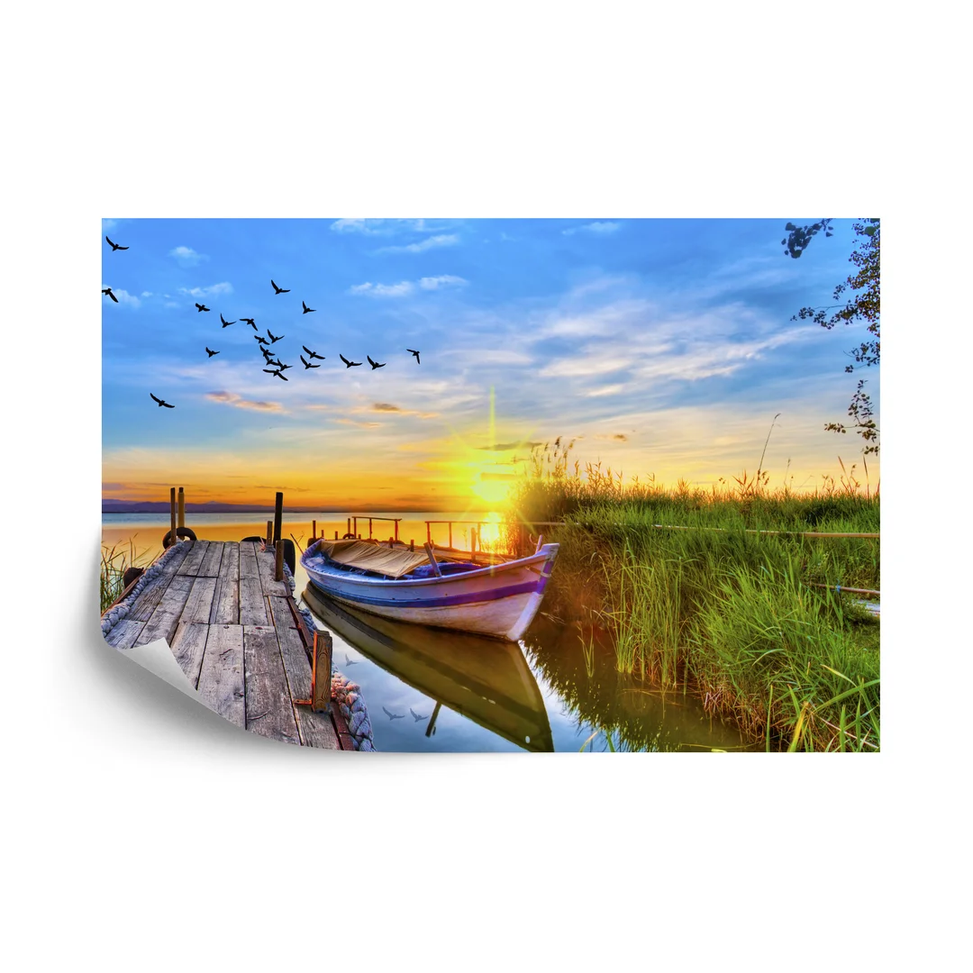 Fototapeta Łódka Przy Pomoście Flizelina 270x180